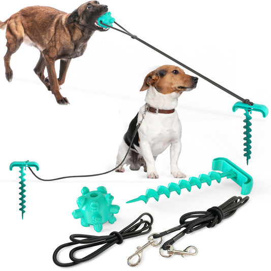 Terrific tie down dog tugging toy