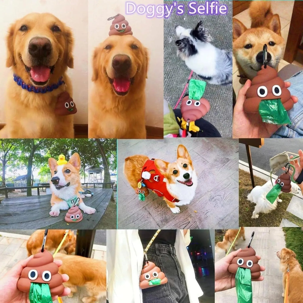 Cute Poop Shaped Pet Waste Bag Holder, Portable,  Biodegradable, Poop Bag Dispenser for Dogs and Cats