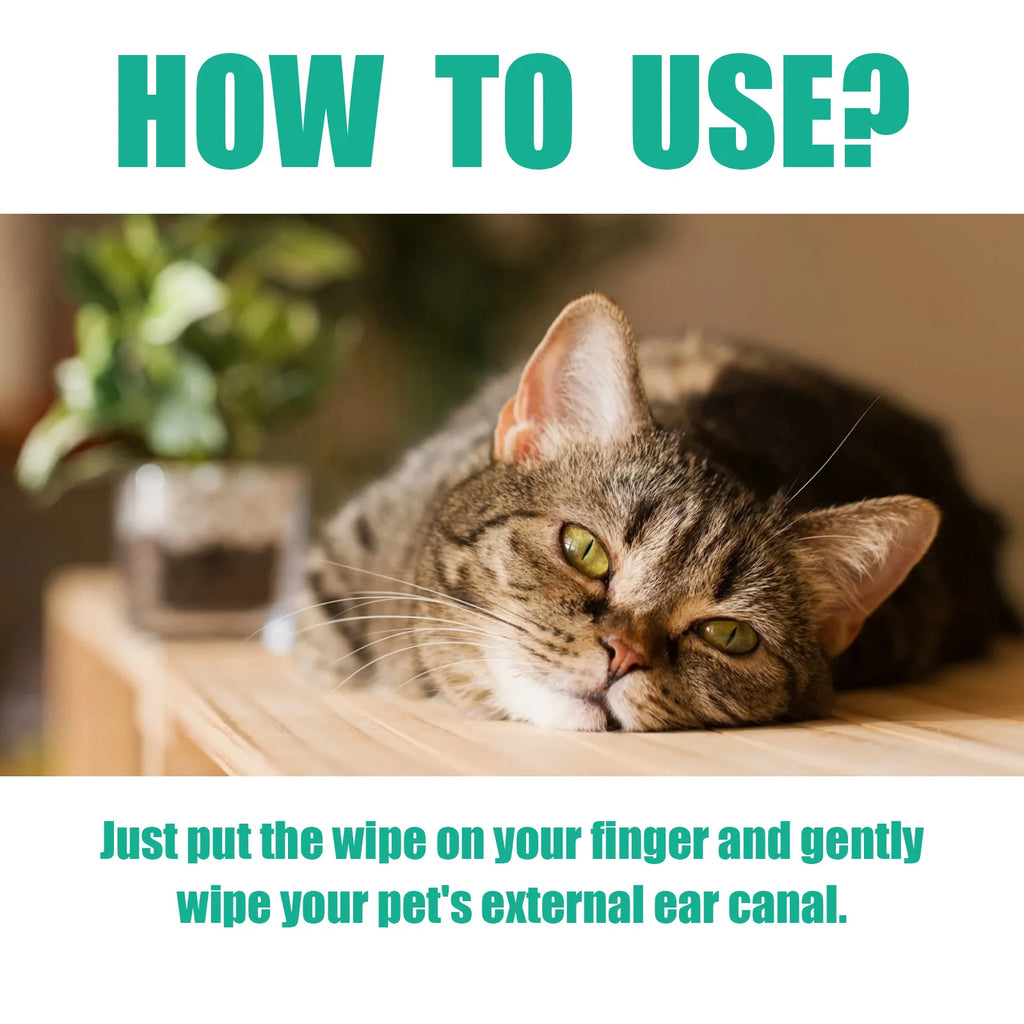 50PCS Pet Multipurpose Finger Wipes, Gentle Remove Ear Mite, Cleaning Paws, Stains, Deodorizing Pet Cleaner