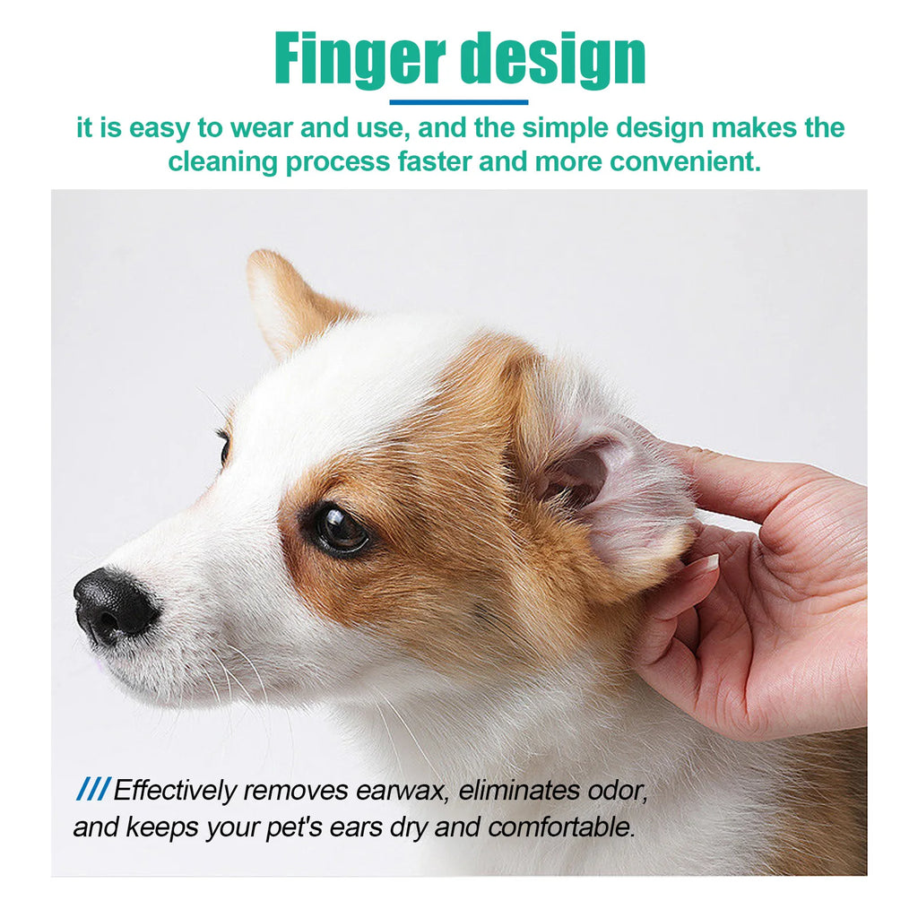50PCS Pet Multipurpose Finger Wipes, Gentle Remove Ear Mite, Cleaning Paws, Stains, Deodorizing Pet Cleaner