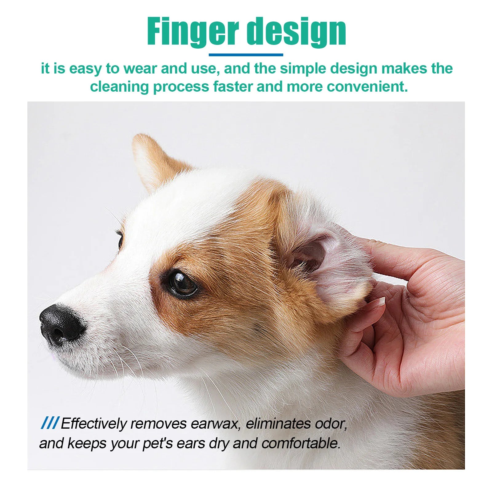 50PCS Pet Multipurpose Finger Wipes, Gentle Remove Ear Mite, Cleaning Paws, Stains, Deodorizing Pet Cleaner