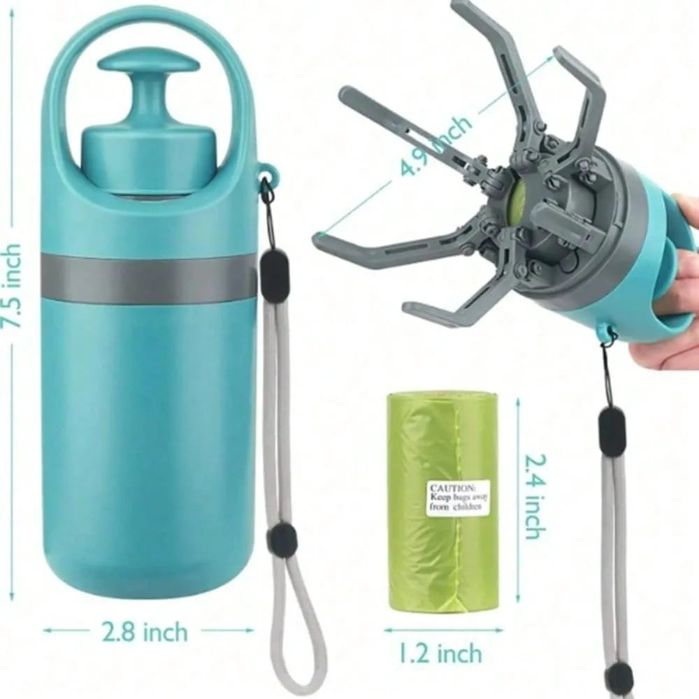 Portable Dog Pooper Scooper, No Touch Claw Pickup, Tool with Waste Bag Holder, Easy One Hand Dog Walking Outdoor Pet Cleanup