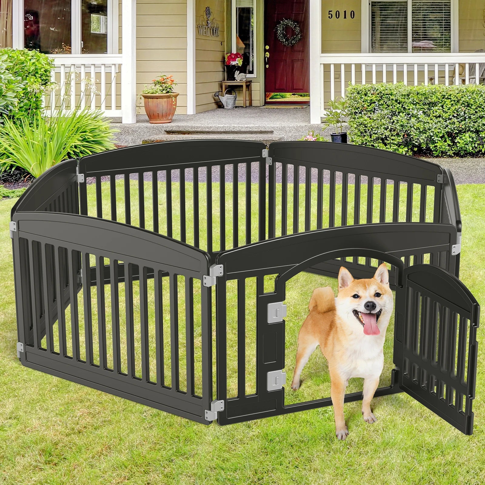 6 Panel Dog Playpen, Safe & Secure Indoor/Outdoor Pet Fence, Folding & Portable, Ideal for Small to Medium Dogs, Easy to Clean