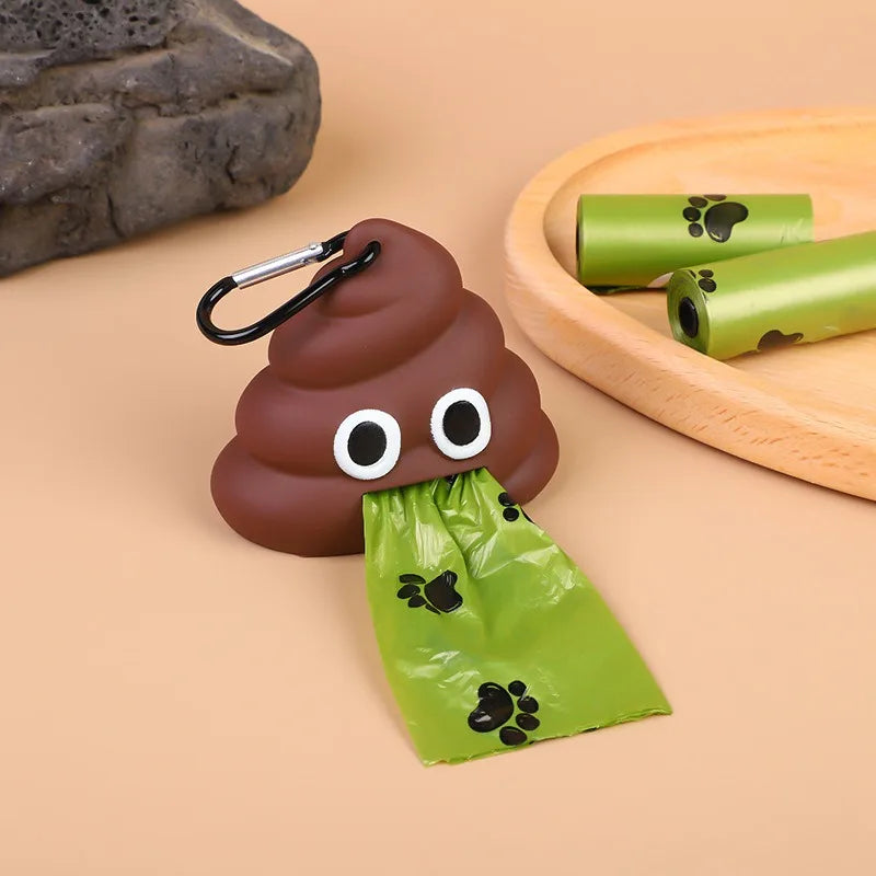 Cute Poop Shaped Pet Waste Bag Holder, Portable,  Biodegradable, Poop Bag Dispenser for Dogs and Cats