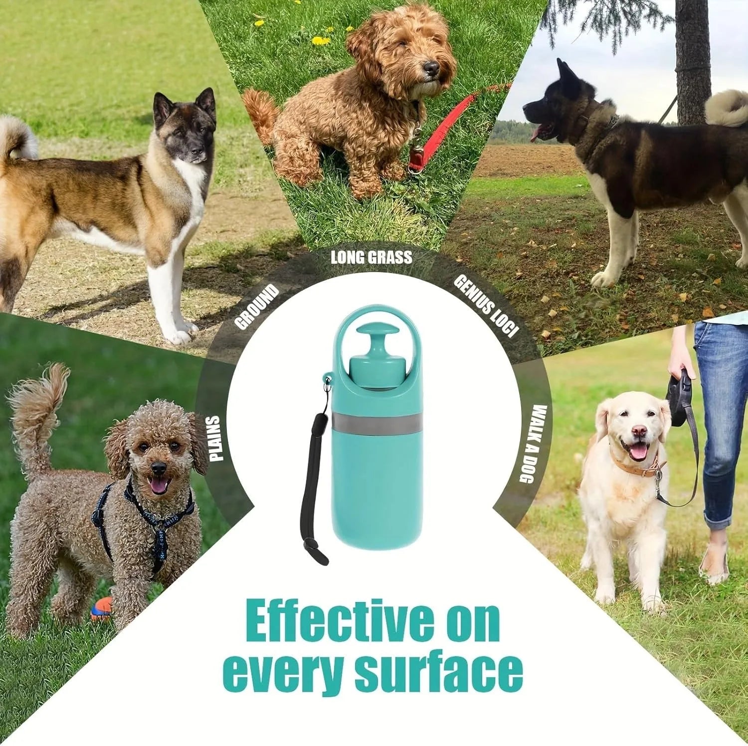 Portable Dog Pooper Scooper, No Touch Claw Pickup, Tool with Waste Bag Holder, Easy One Hand Dog Walking Outdoor Pet Cleanup