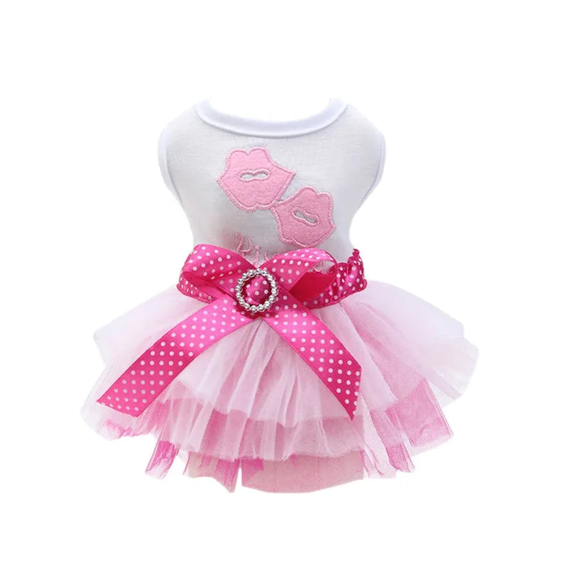 Sweet Princess Dress for Small Dogs, Spring, Autumn, Summer Dog Lace Tutu Dress