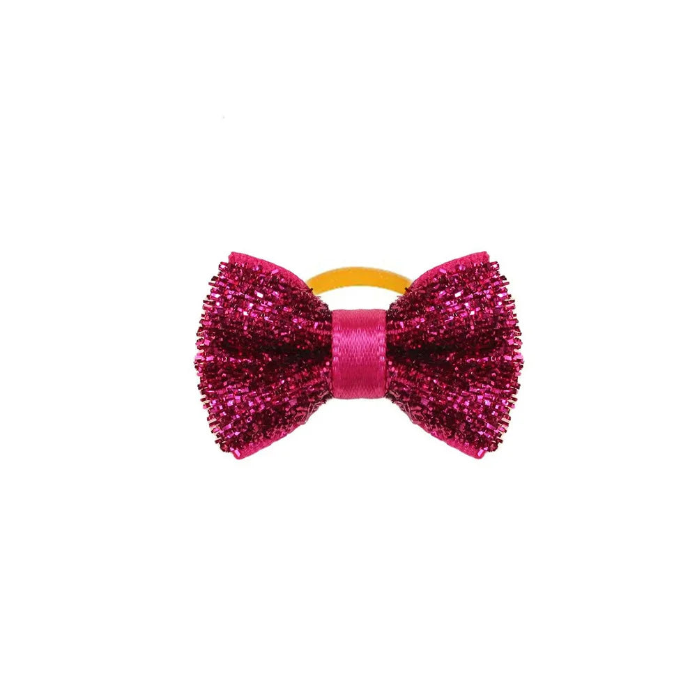50/100pcs Christmas Small Dog Bows with Rubber Bands, Grooming Accessories, Mixed Colors