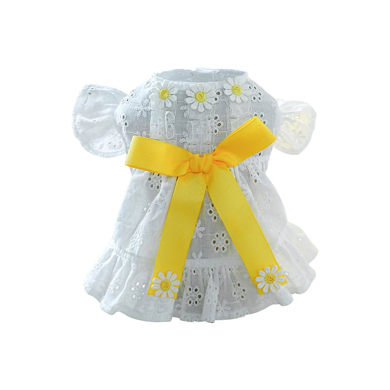 Spring Summer Dresses with White Floral Eyelets, Small and Medium Girl Dogs, Photography Outfits