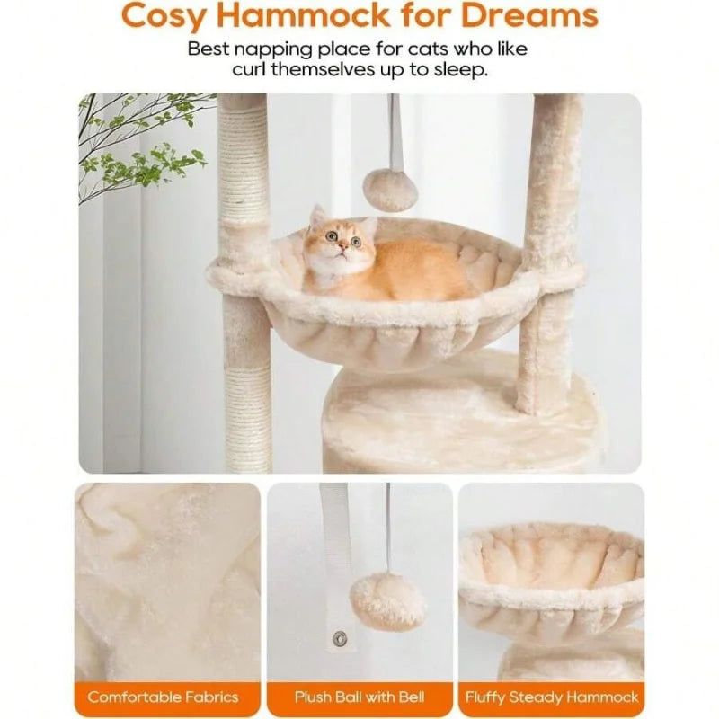 Small Cat Tree, For Indoor Cats, Kittens, Condo With Scratching Post, Modern Activity Tower With Cradle
