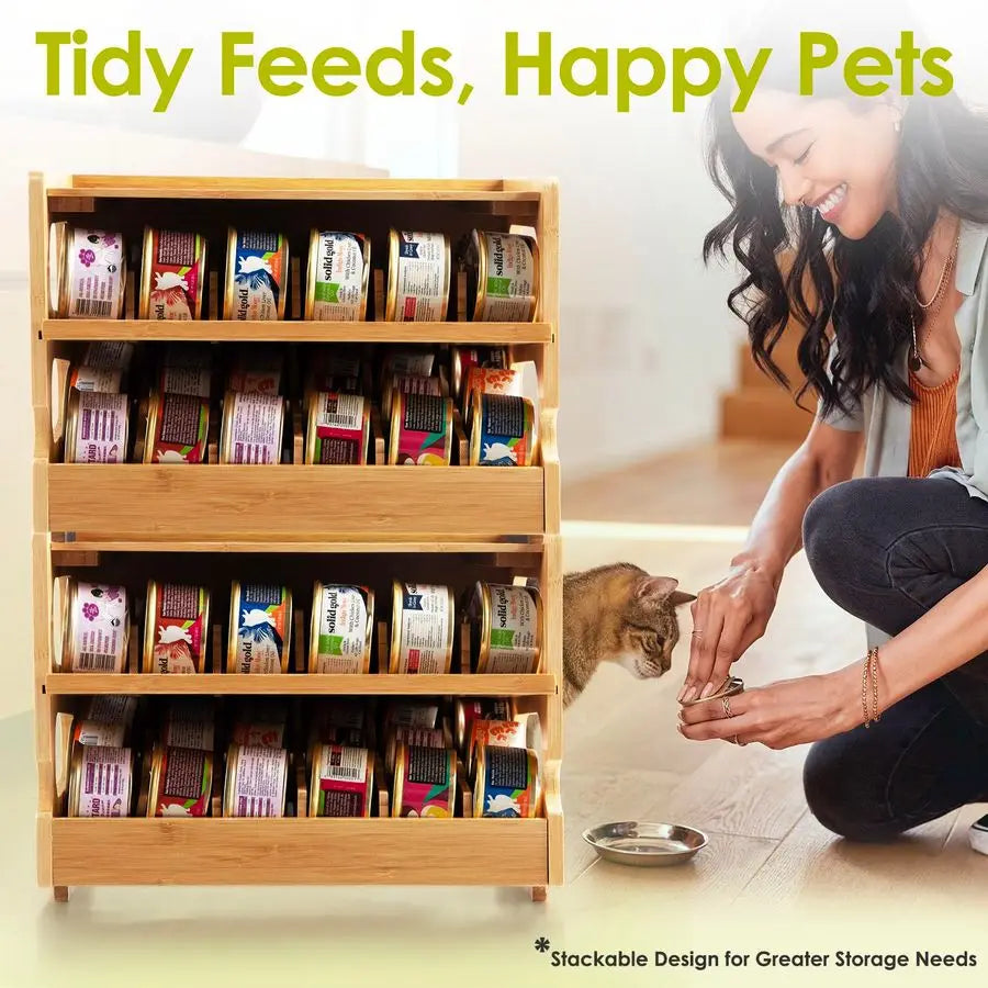 Cat Food Organizer, Pantry, Cat Food Storage, Bamboo