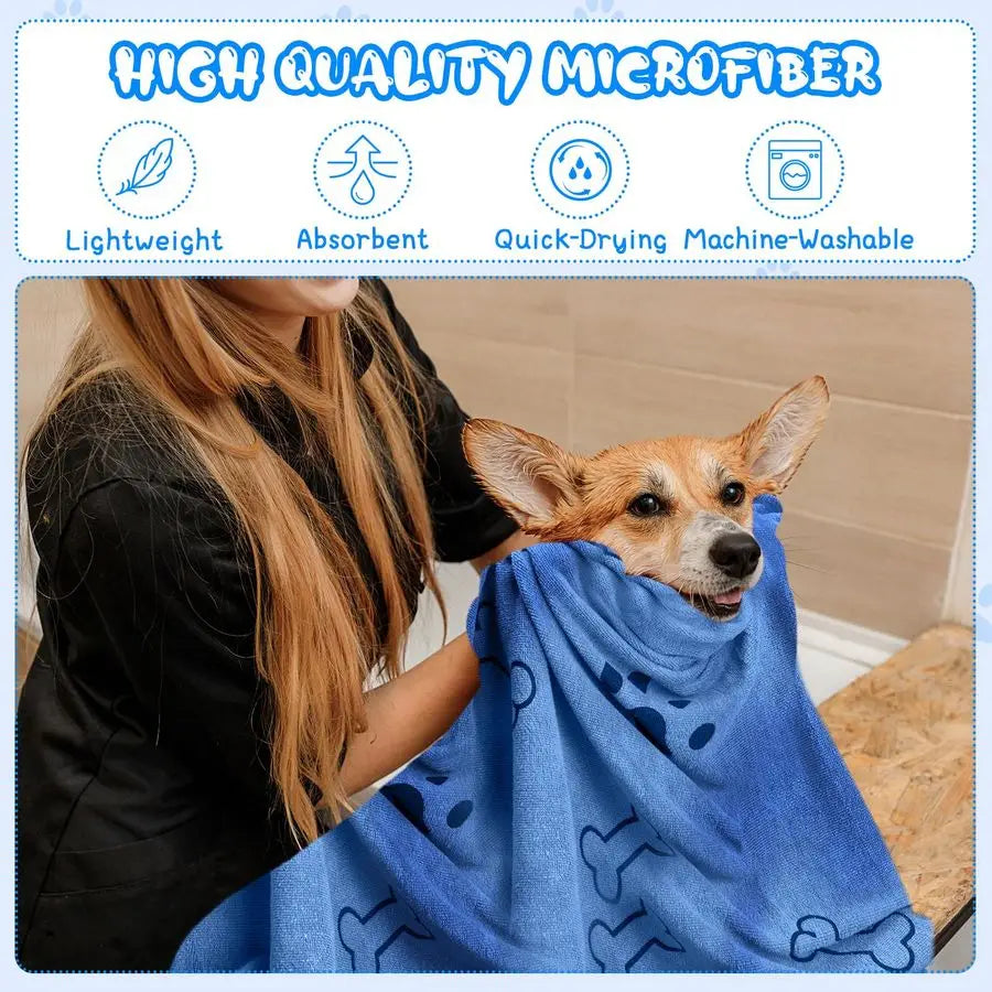 12 Pcs Dog Grooming Towels 28 x 55 Inch Microfiber Drying, Absorbent Towel, Quick Drying, Puppy Bathing Supplies