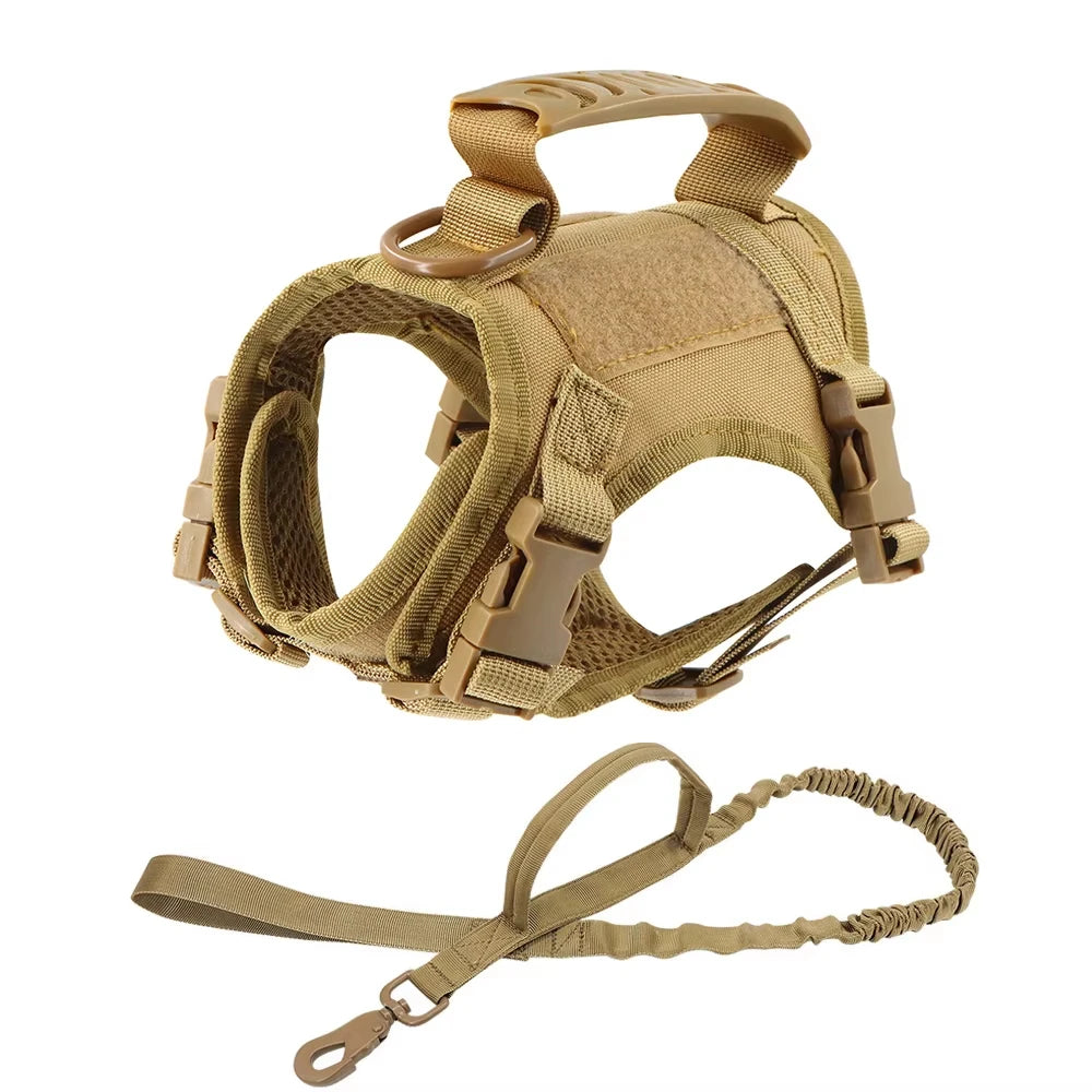 Tactical Harness, Leash, Escape Proof, Breathable, Military Vest and Velcro for Small Dog, Kittens, Puppies