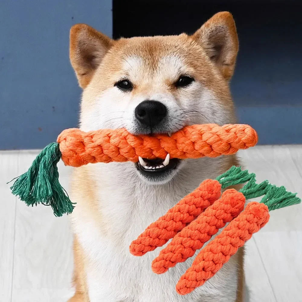 1Pcs Carrot Dog Bite Rope, Safe Durable, Braided Bite Dog Chew Toy, Molar Cleaning Teeth Cotton Rope