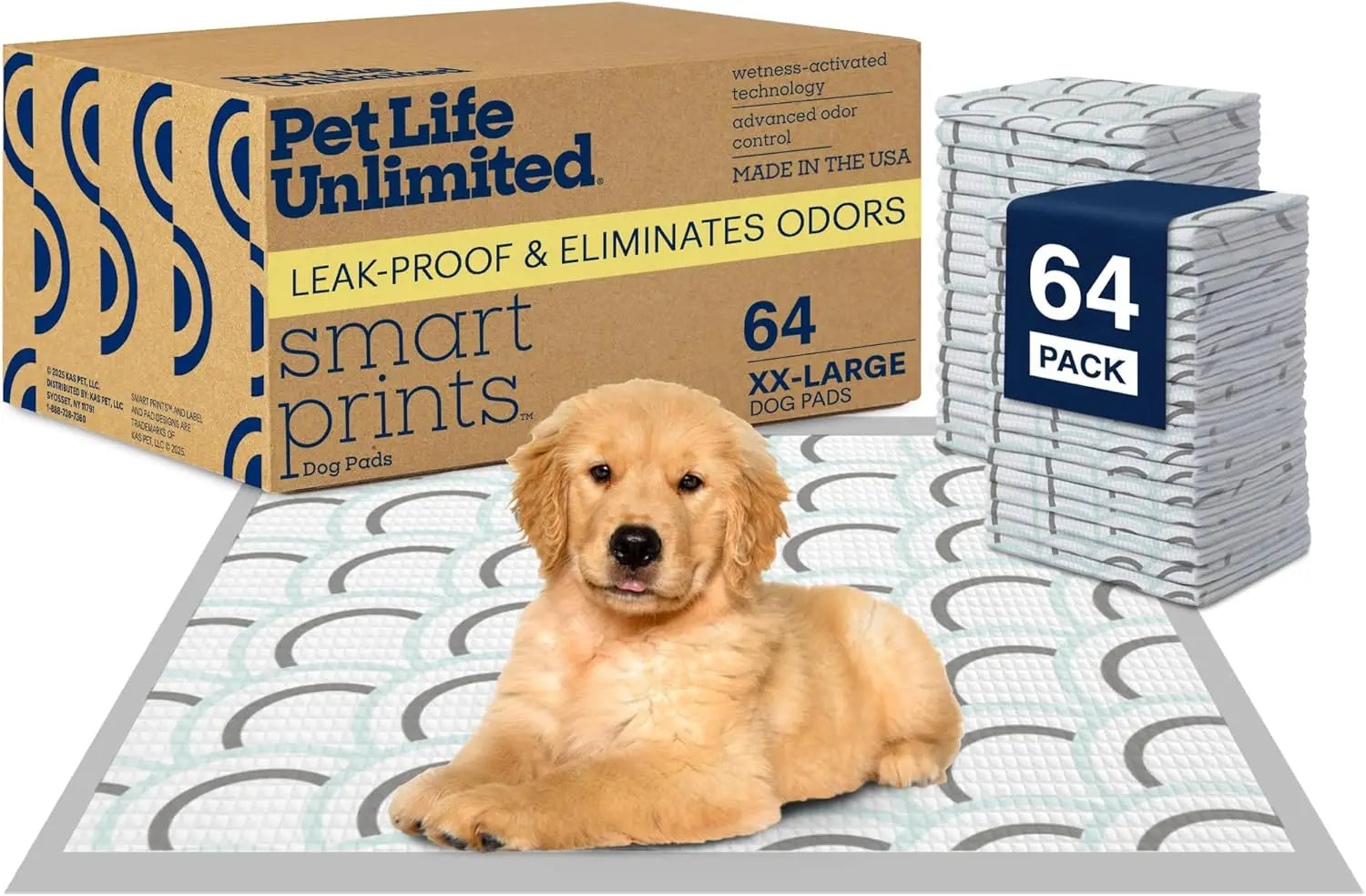 Smart Prints XXL Puppy Pads for Dogs, Potty Training Pee Pads, 64 Count, 30' x 36', Leak-Proof, Super