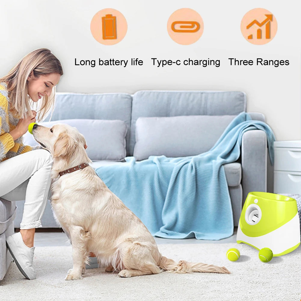 Automatic Dog Ball Thrower, Launcher, Interactive Dog Fetch Machine with 3 Tennis Balls for Indoor/Outdoor Throwing
