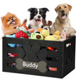 Dog Toy Basket, Wooden Bin Storage with Handles, Large Organizer with Paw Pattern
