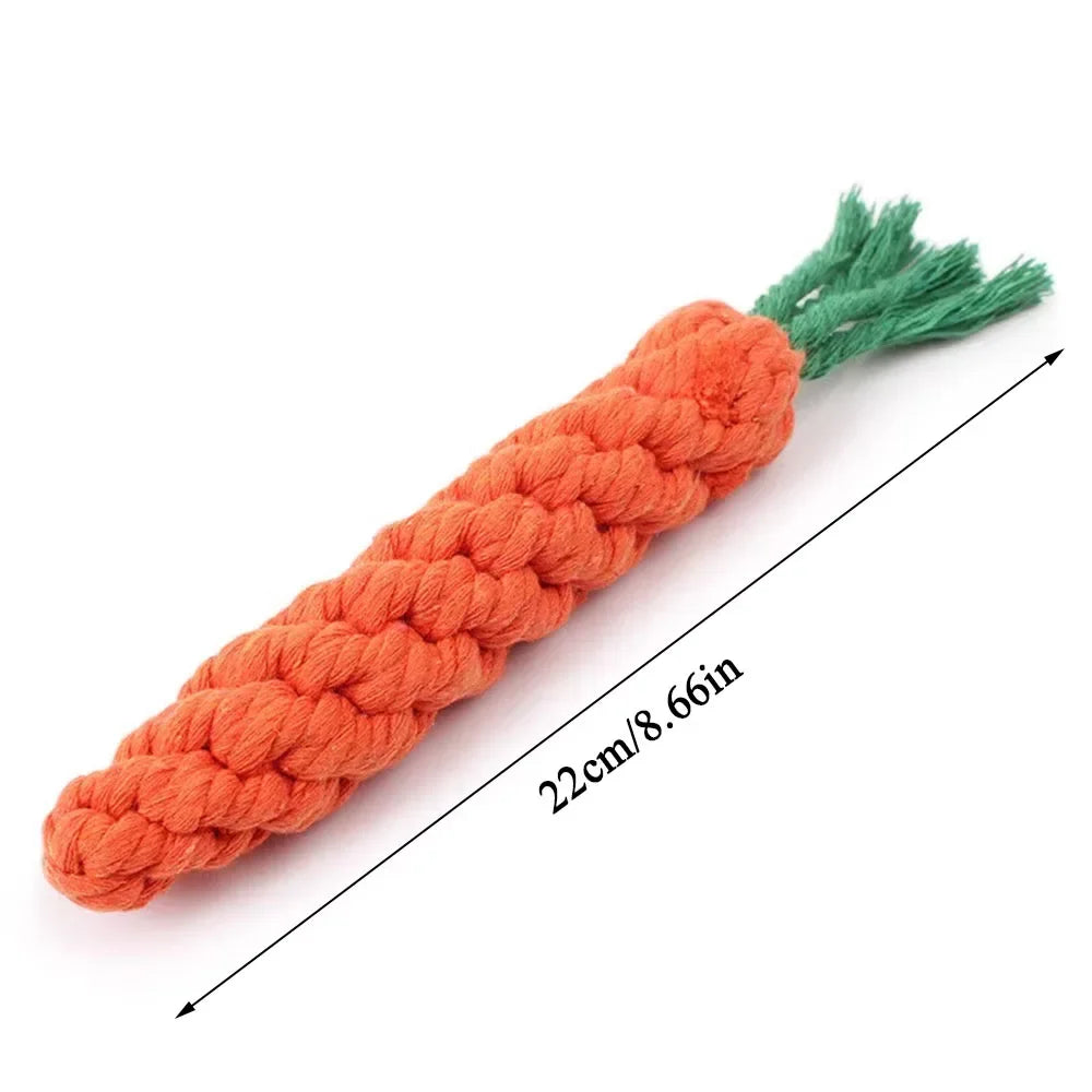1Pcs Carrot Dog Bite Rope, Safe Durable, Braided Bite Dog Chew Toy, Molar Cleaning Teeth Cotton Rope