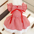 Summer Pet Dress Floral Pattern Plaid Skirts Cat Princess Dresses
