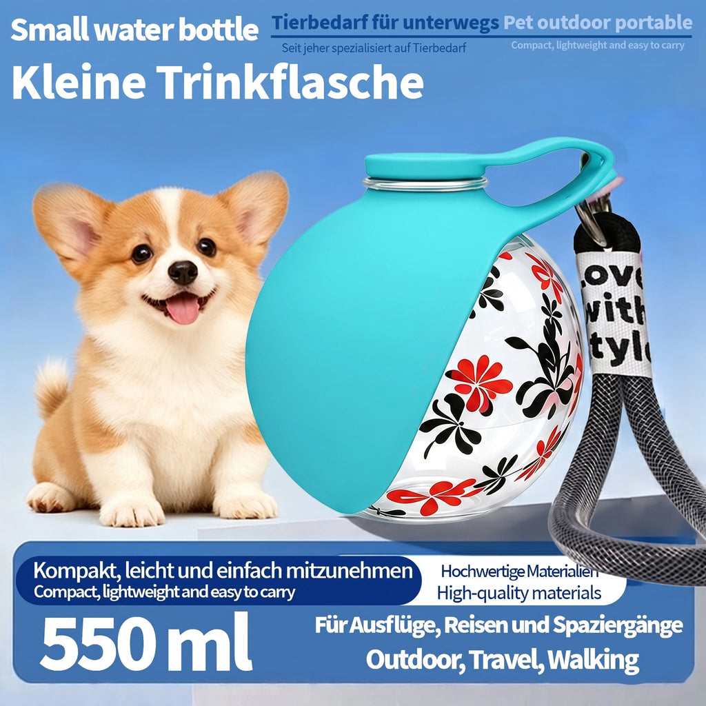 Portable Pet Water Bottle with Detachable Bowl, Cute Ball Shape - Leak-Proof & Compact, Travel Water Bottle -Stainless Steel & Silicon, Portable Travel Water Dispenser with Wrist Strap