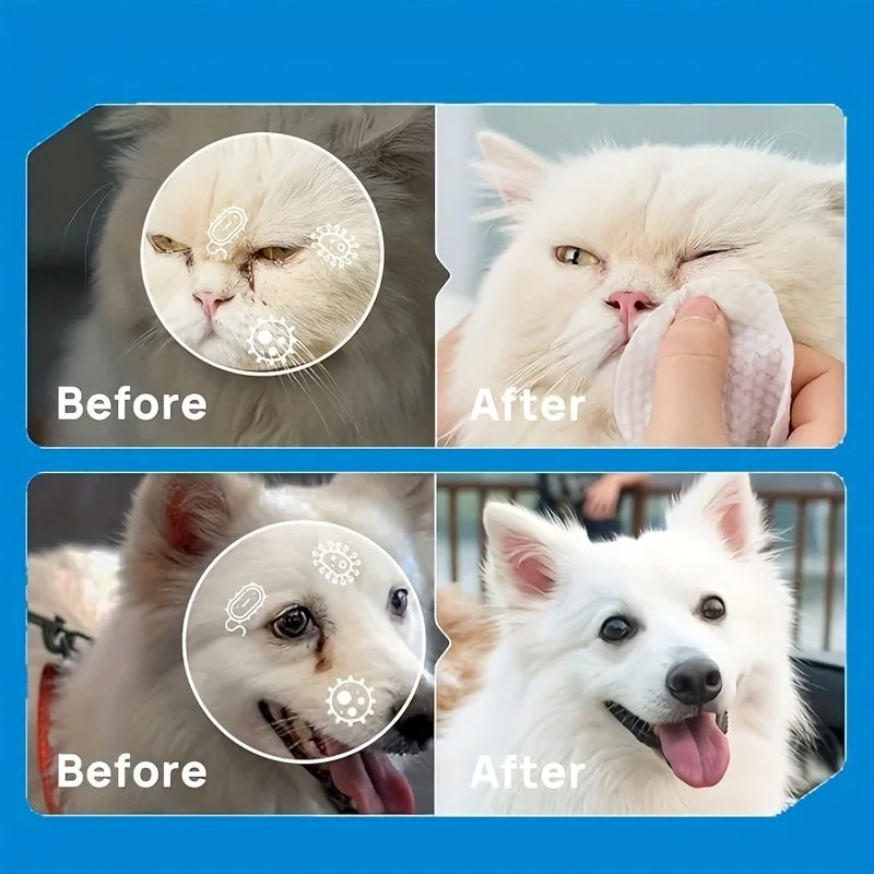 200pcs Pet Eye Wet Wipes For Dogs & Cats - Gently Remove Tear Stain, Debris, Discharge
