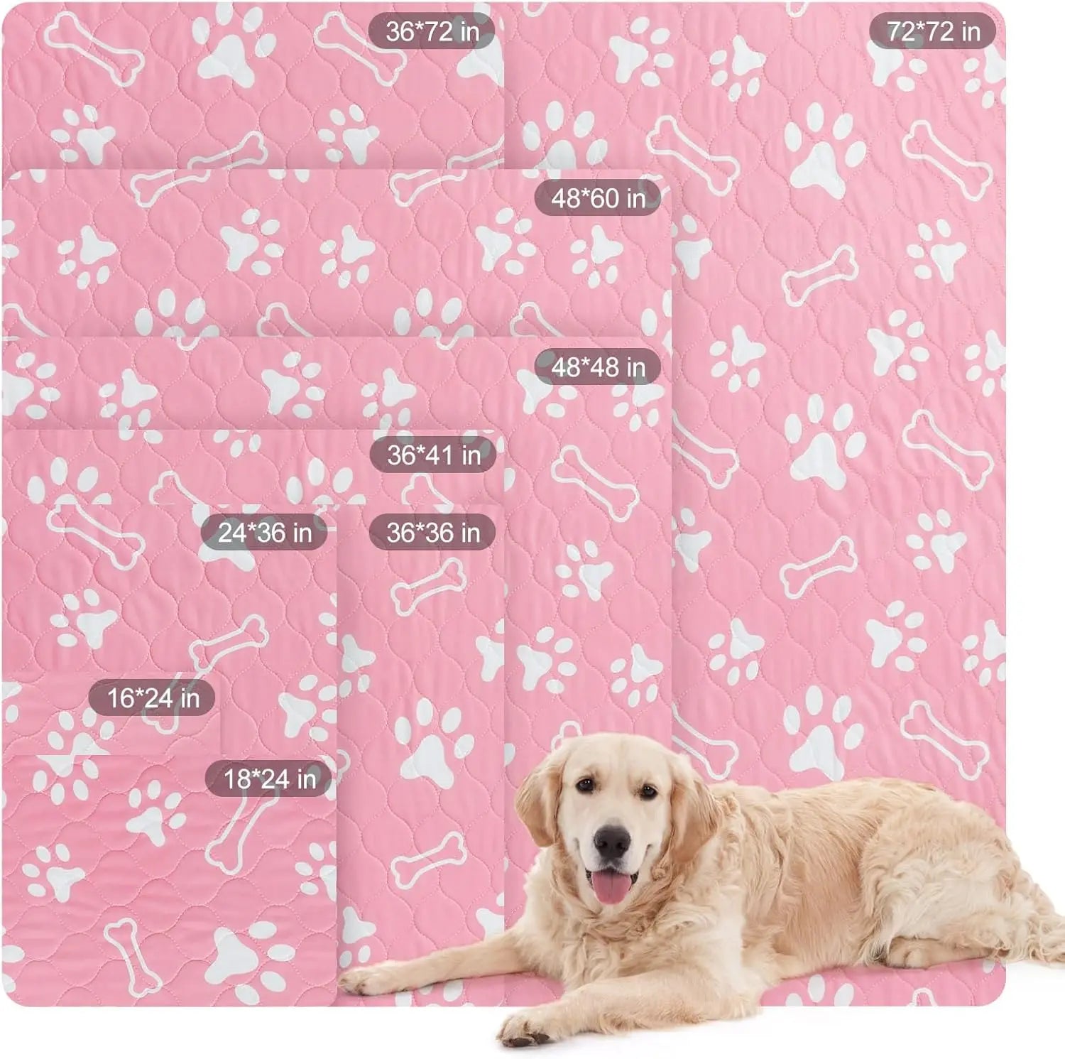 4 Pack Washable Dog Pee Pads, Reusable Waterproof Training Mats for Small Medium Pets, 36x41 Inches