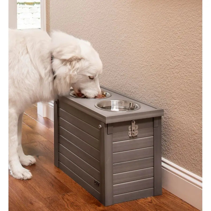 ECOFLEX, Elevated Dog Feeder, Sliding Lid Storage Bin, Small Spaces, Taller Dogs, Easy to Clean