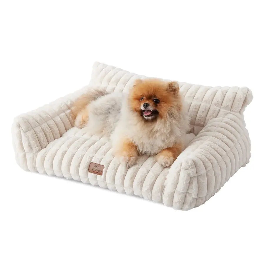 Plush Pet Sofa, Cat and Dog Bed, Removable Washable Cover, Supportive Pet Sofa