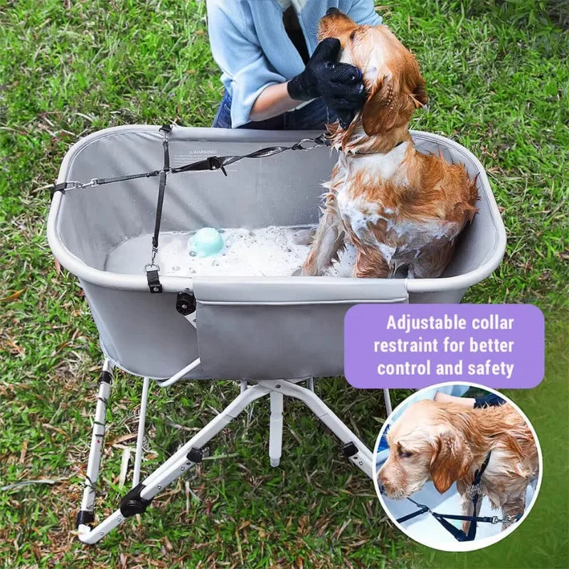 Elevated Dog Bath Tub for Bath Shower Grooming ,Foldable Pet Dog Bathing Station Adjustable, Ideal For Medium To Large Pets