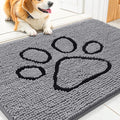 Quick Dry Washable Dog Door Mat, Non Slip Absorbent Rug for Muddy Paws Indoor Outdoor 30x20 Inches Grey Black
