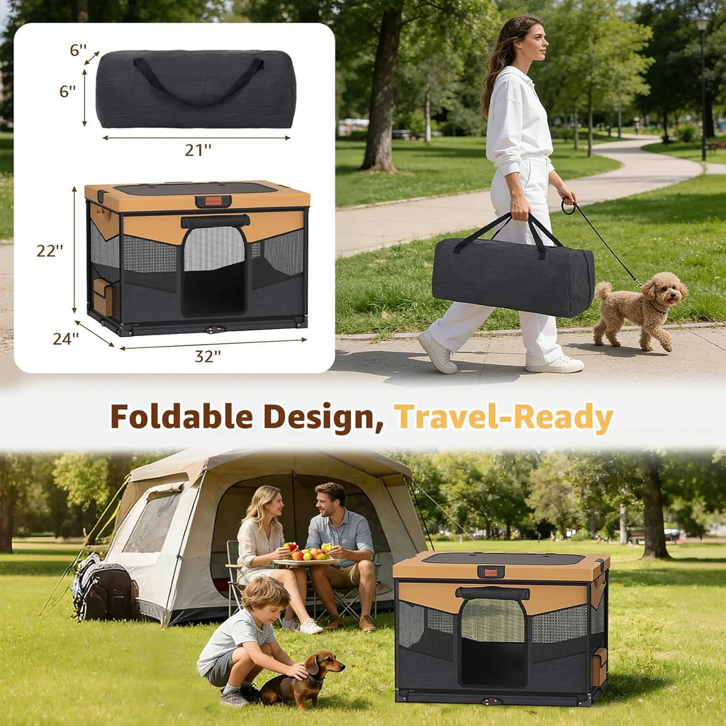 Foldable Pet Playpen for Small Dogs & Cats - Indoor/Outdoor Portable Crate with Washable Fabric, Sturdy Steel Frame