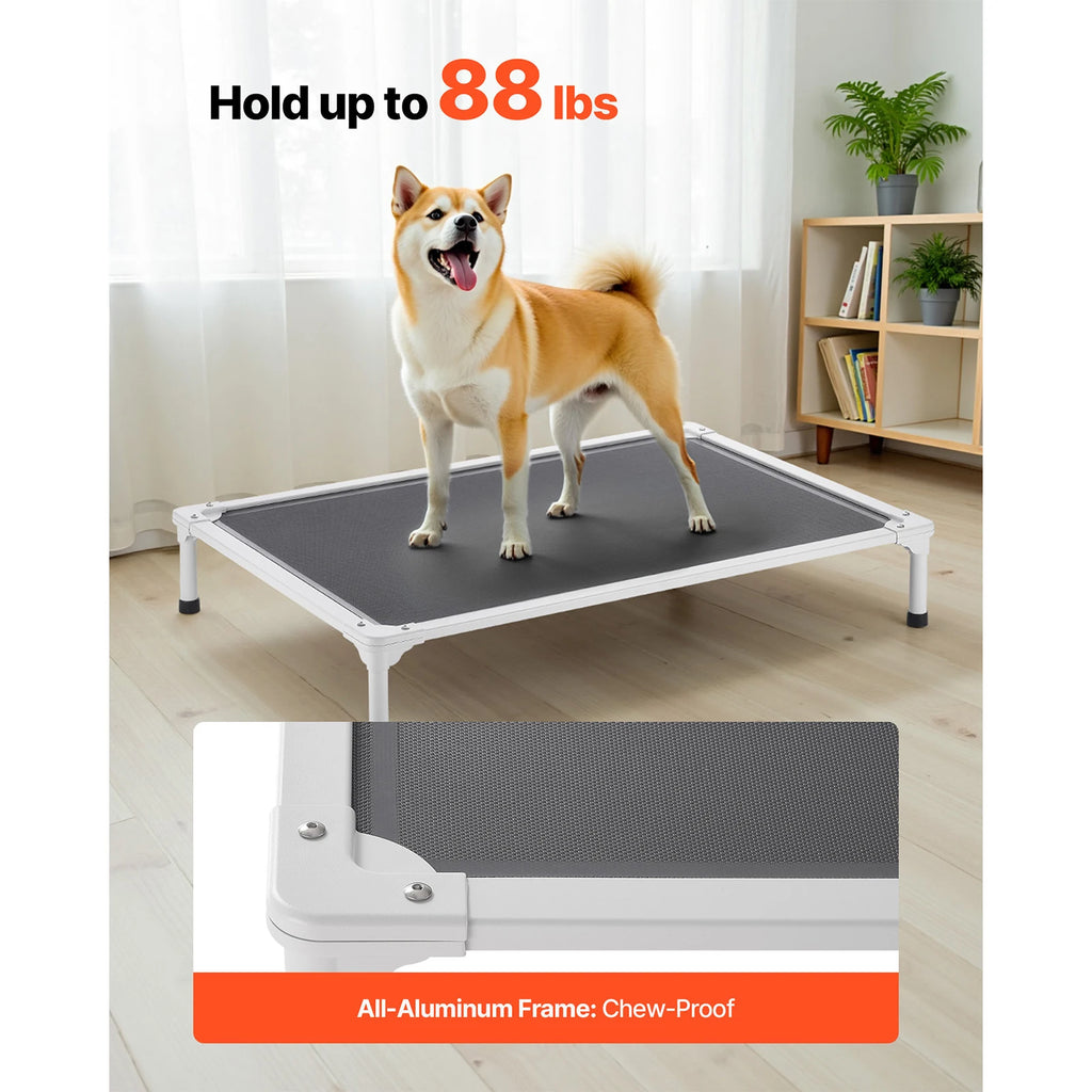 SucceBuy Elevated Dog Bed for Large Dogs Portable, Raised Dog Cot with Aluminum Tube Metal Frame and Breathable Textilene Mesh