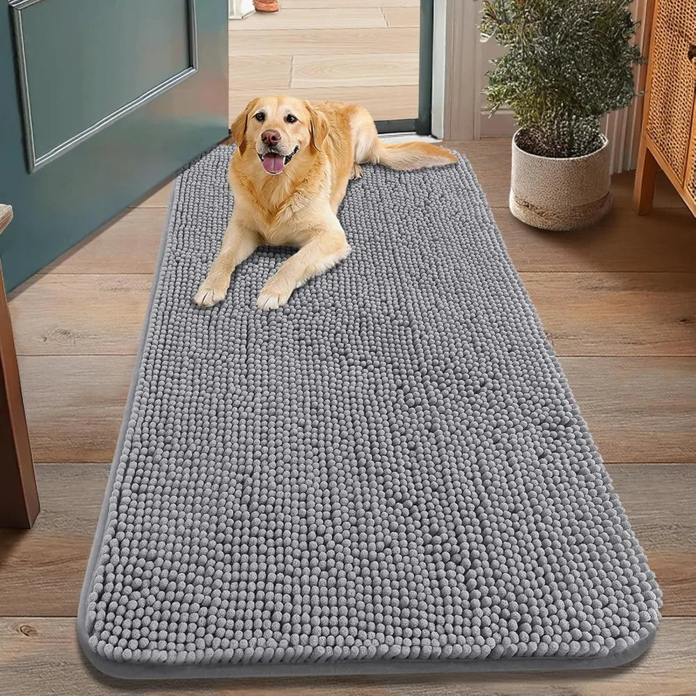 Absorbent, Non-Slip Dog Door Mat, Quick Dry, Washable, Indoor Entryway Carpet, Grey 48x30