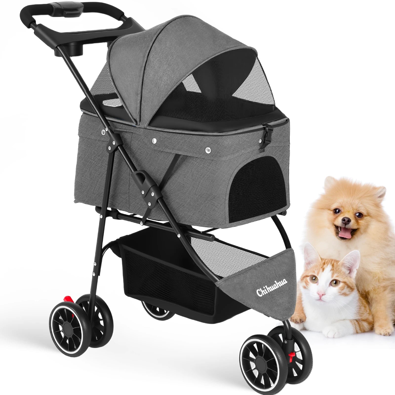 Pet Stroller For Small Pets, Portable Dog Stroller, Foldable, Carrier