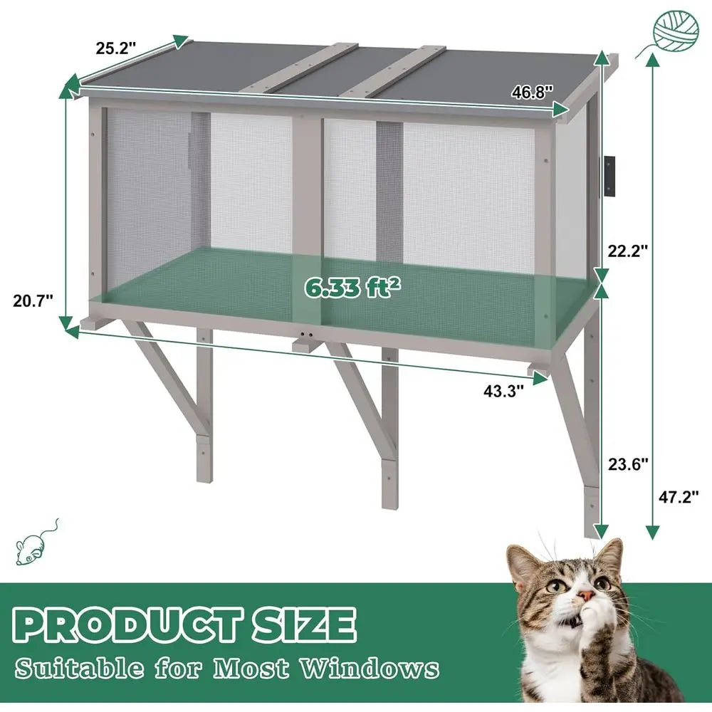 Expandable Cat Window Perch, Indoor Hammock Enclosure, Insect-Proof Napping Spot