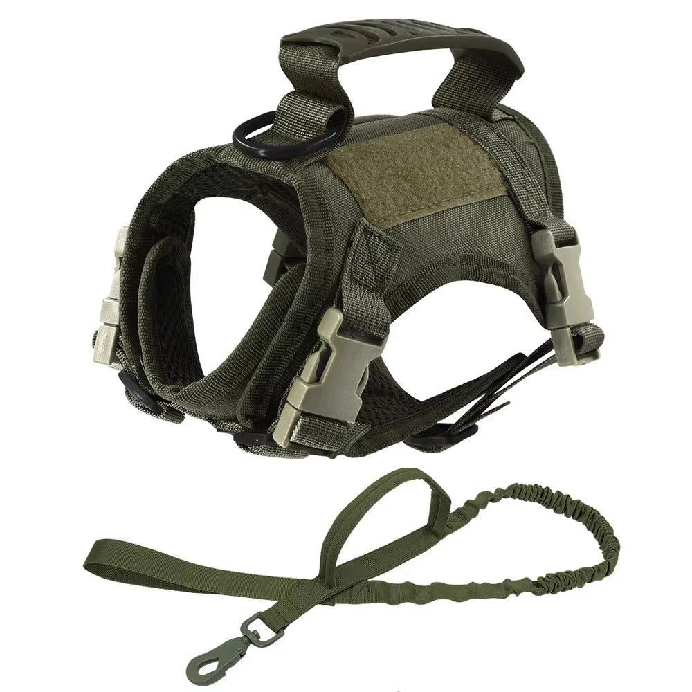 Tactical Harness, Leash, Escape Proof, Breathable, Military Vest and Velcro for Small Dog, Kittens, Puppies