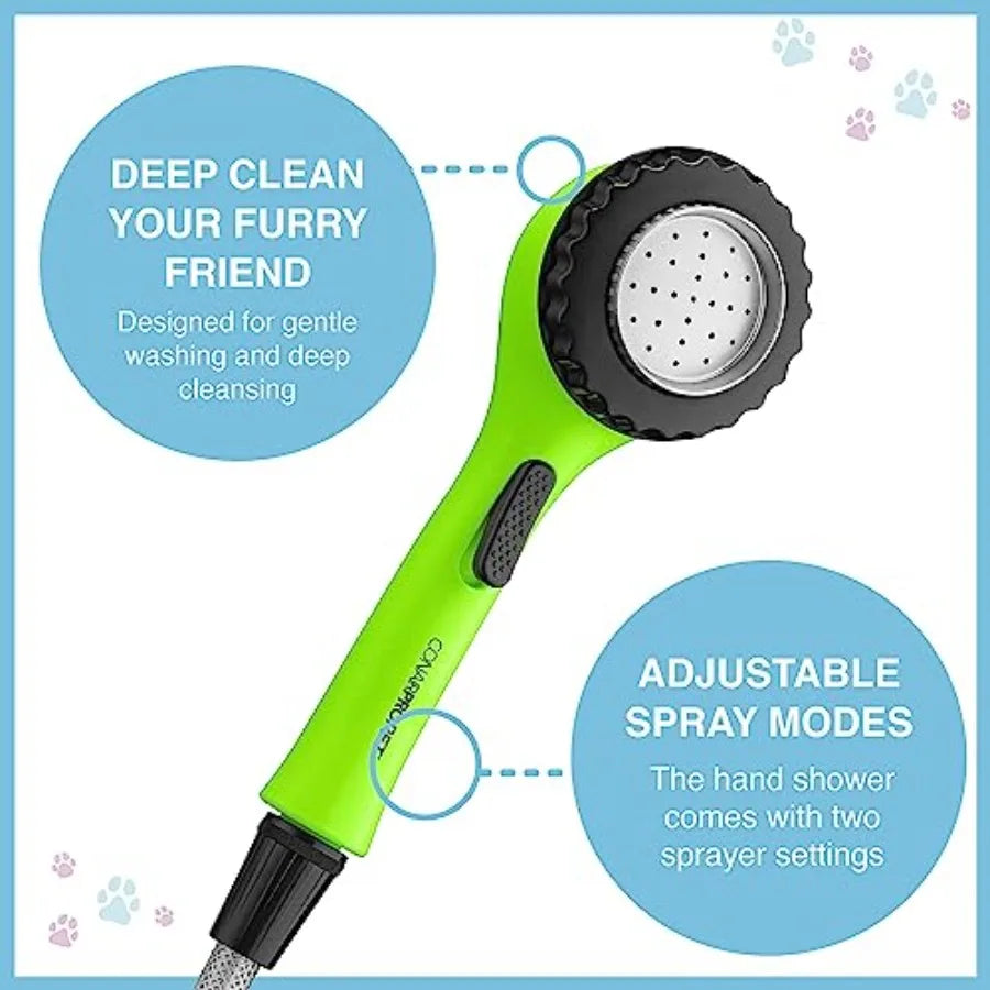 【Spot goods】Deluxe Indoor/Outdoor Pet Washer Dog Shower Attachment with Dual Connectors to Easily Attach Soft Rubber Massage