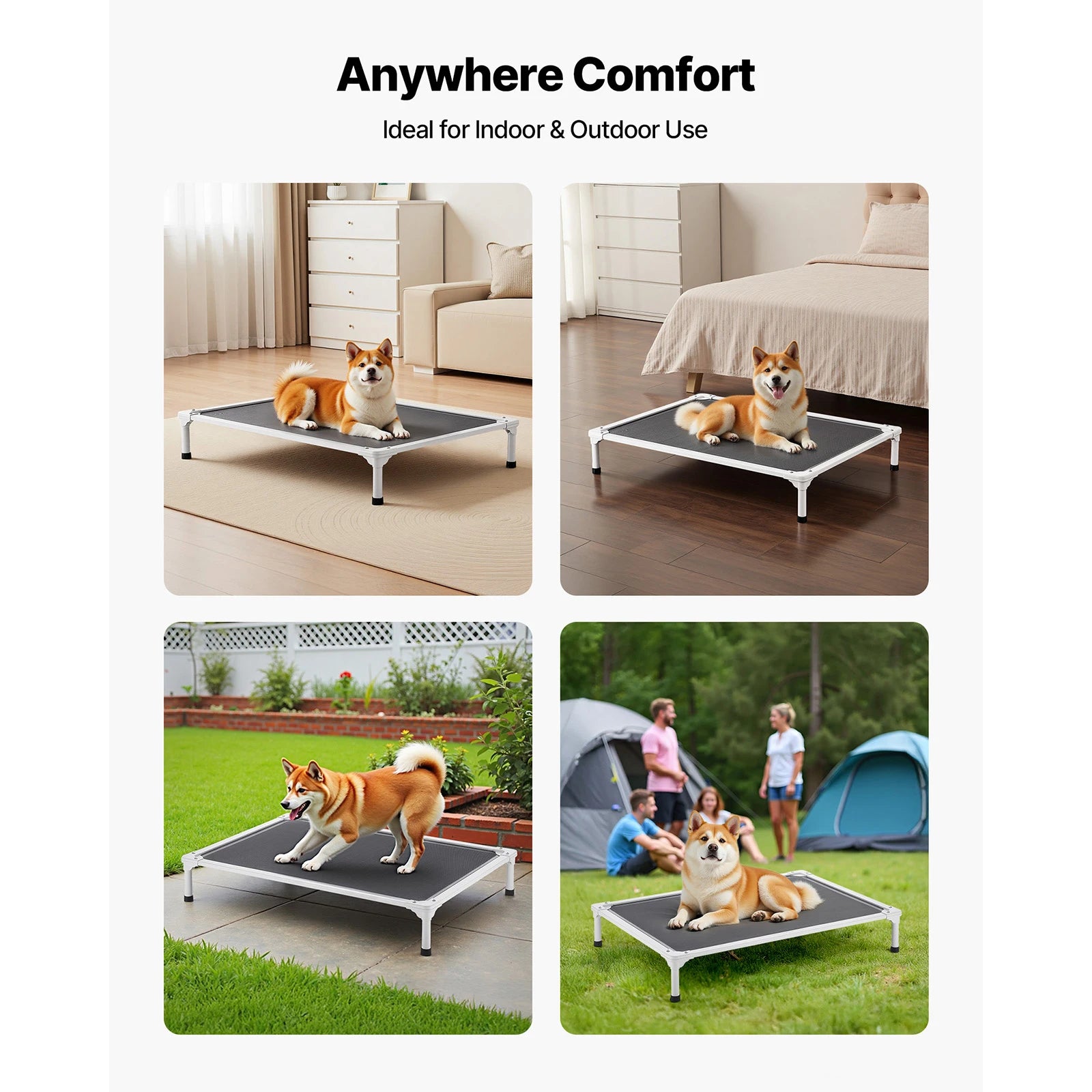 SucceBuy Elevated Dog Bed for Large Dogs Portable, Raised Dog Cot with Aluminum Tube Metal Frame and Breathable Textilene Mesh