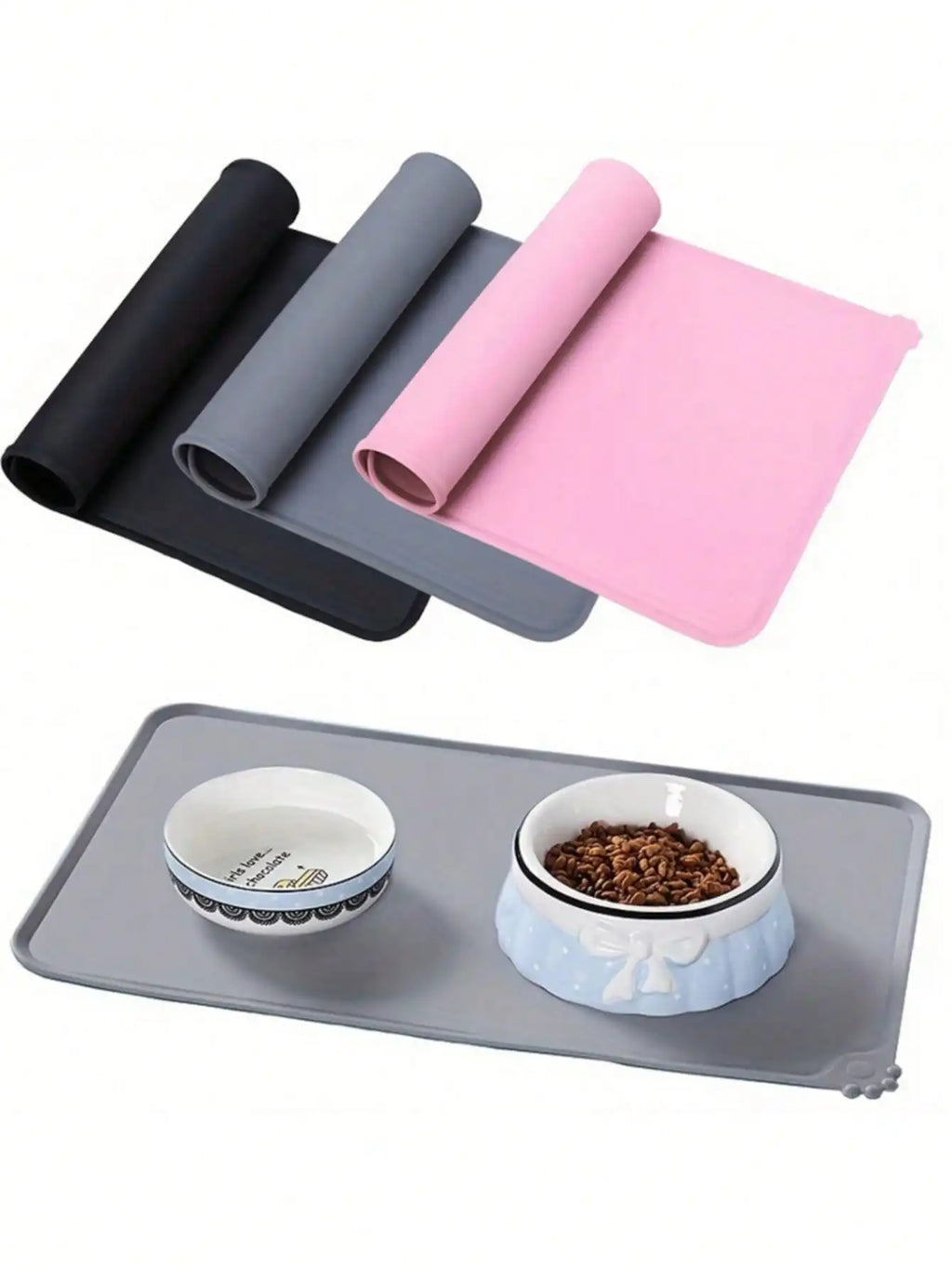 Waterproof Silicone Pet Feeding Mat - Non-Slip, Easy Clean, Durable for Dogs & Cats