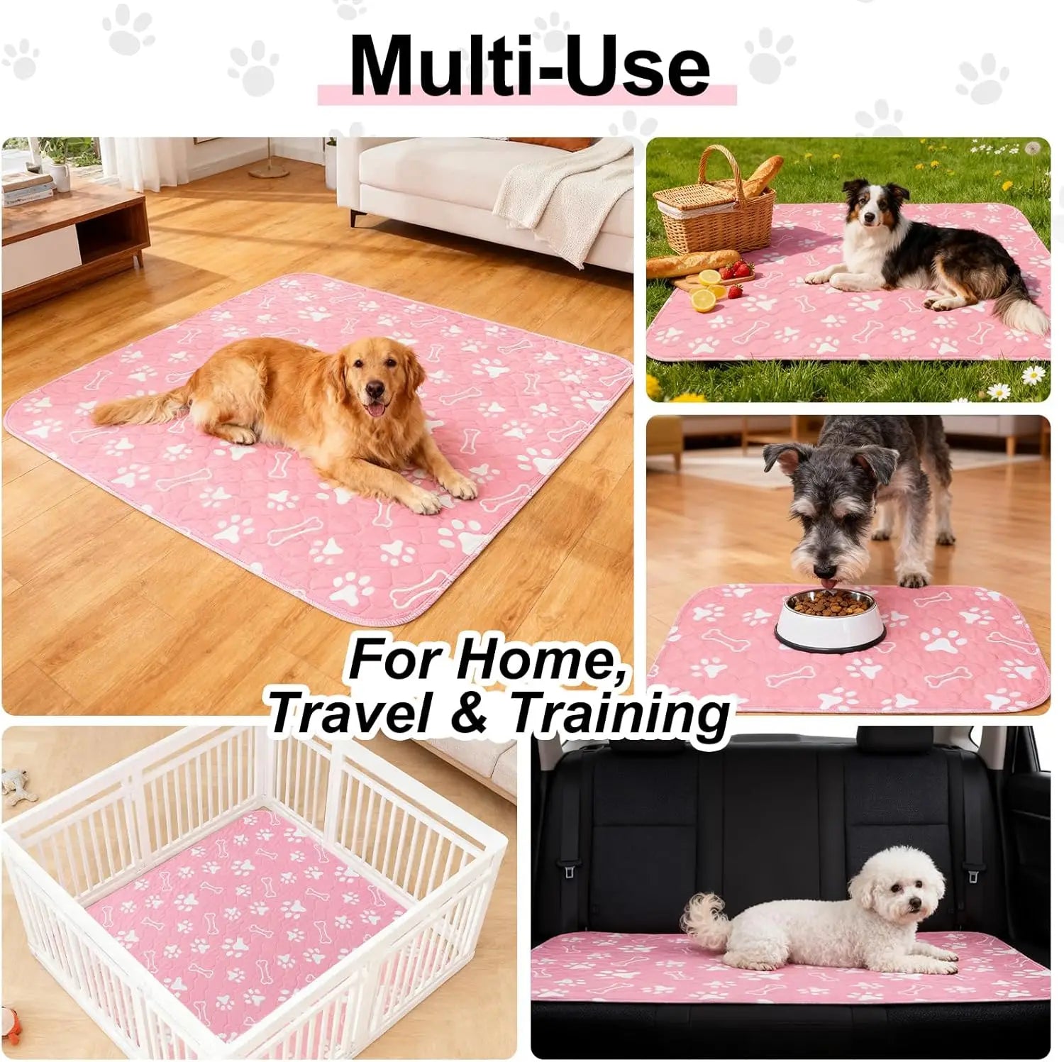 4 Pack Washable Dog Pee Pads, Reusable Waterproof Training Mats for Small Medium Pets, 36x41 Inches