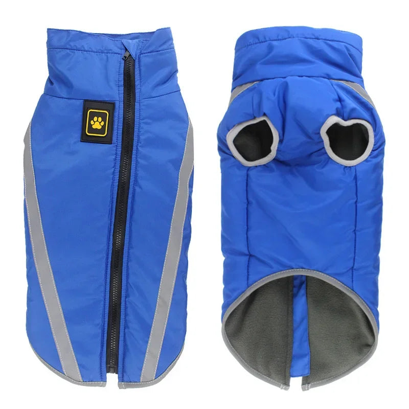 Waterproof Dog Clothes for Large Pets, Winter Warm Big Dog Jackets, Padded Fleece, Pet Coat Safety Reflective Design,