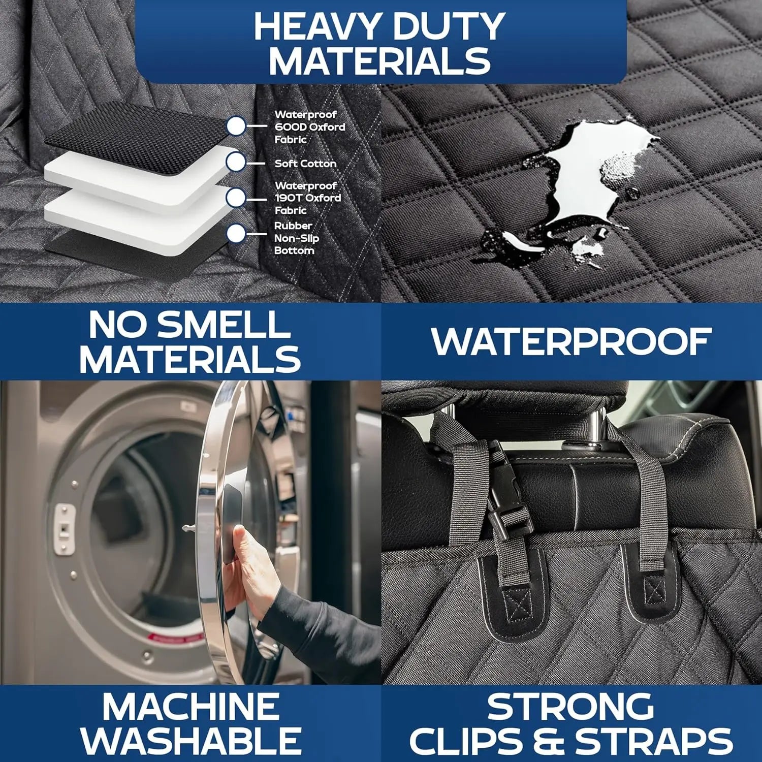 XL Waterproof Dog Hammock for Full-Size Crew Cab Trucks with Door Protection, Machine Washable
