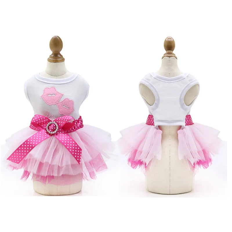 Sweet Princess Dress for Small Dogs, Spring, Autumn, Summer Dog Lace Tutu Dress