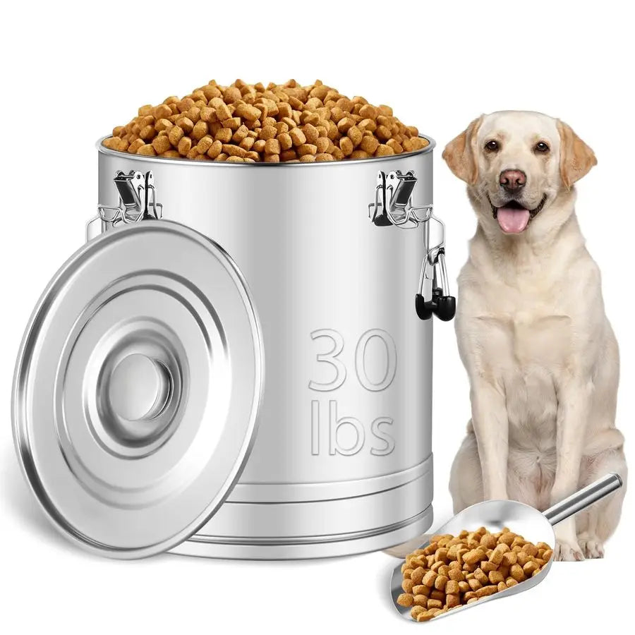 Steel Dog Food Storage Container, Airtight Storage Container with Lid to Keep Fresh