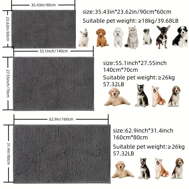 Dog Door Mat For Muddy Paws, Absorbs Moisture And Dirt, Absorbent Non-Slip Washable Mat, Quick Dry Microfiber,