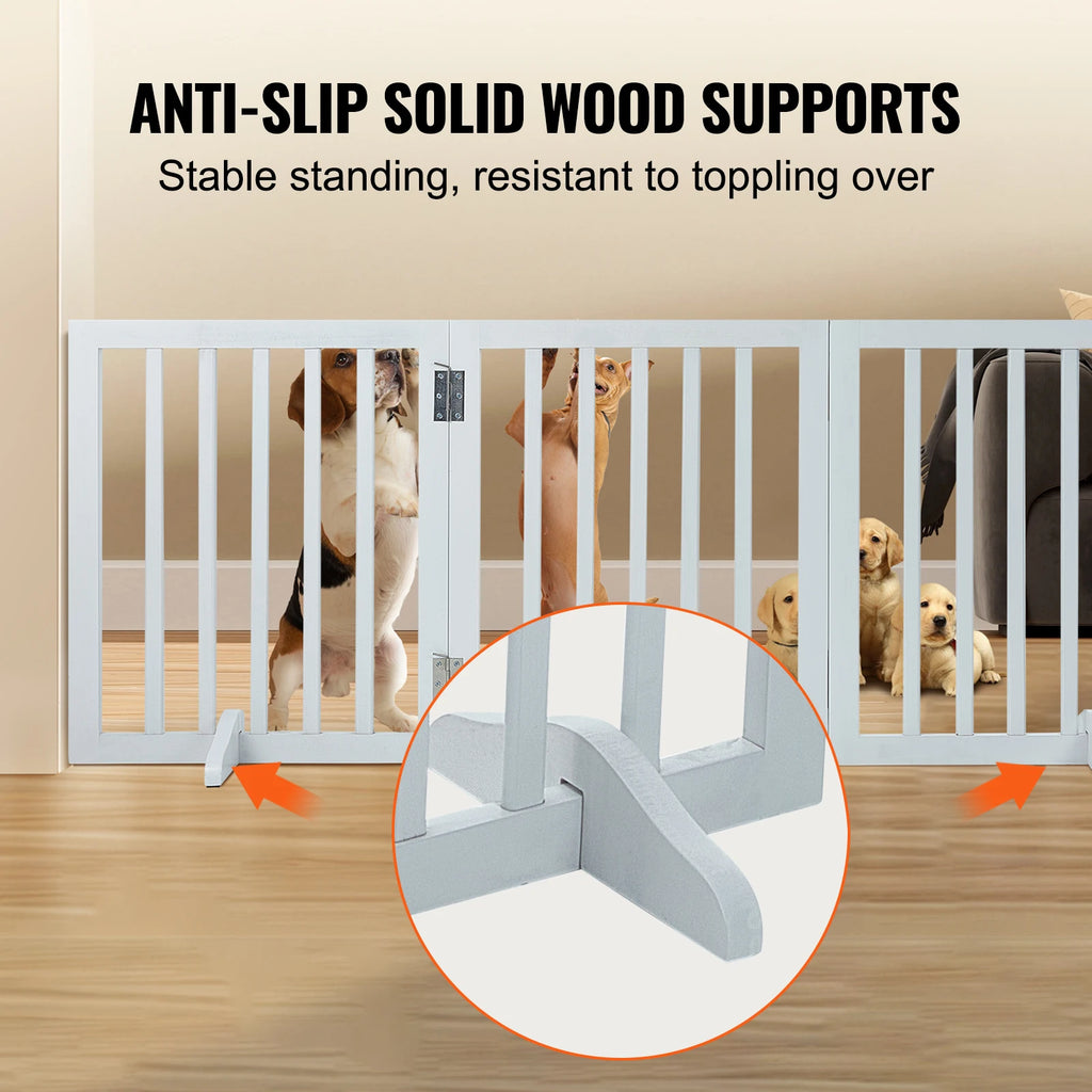 SucceBuy Free Standing Dog Gate, 3 Panels Foldable Dog Gate for Narrow Passageways, Expandable Dog Barrier
