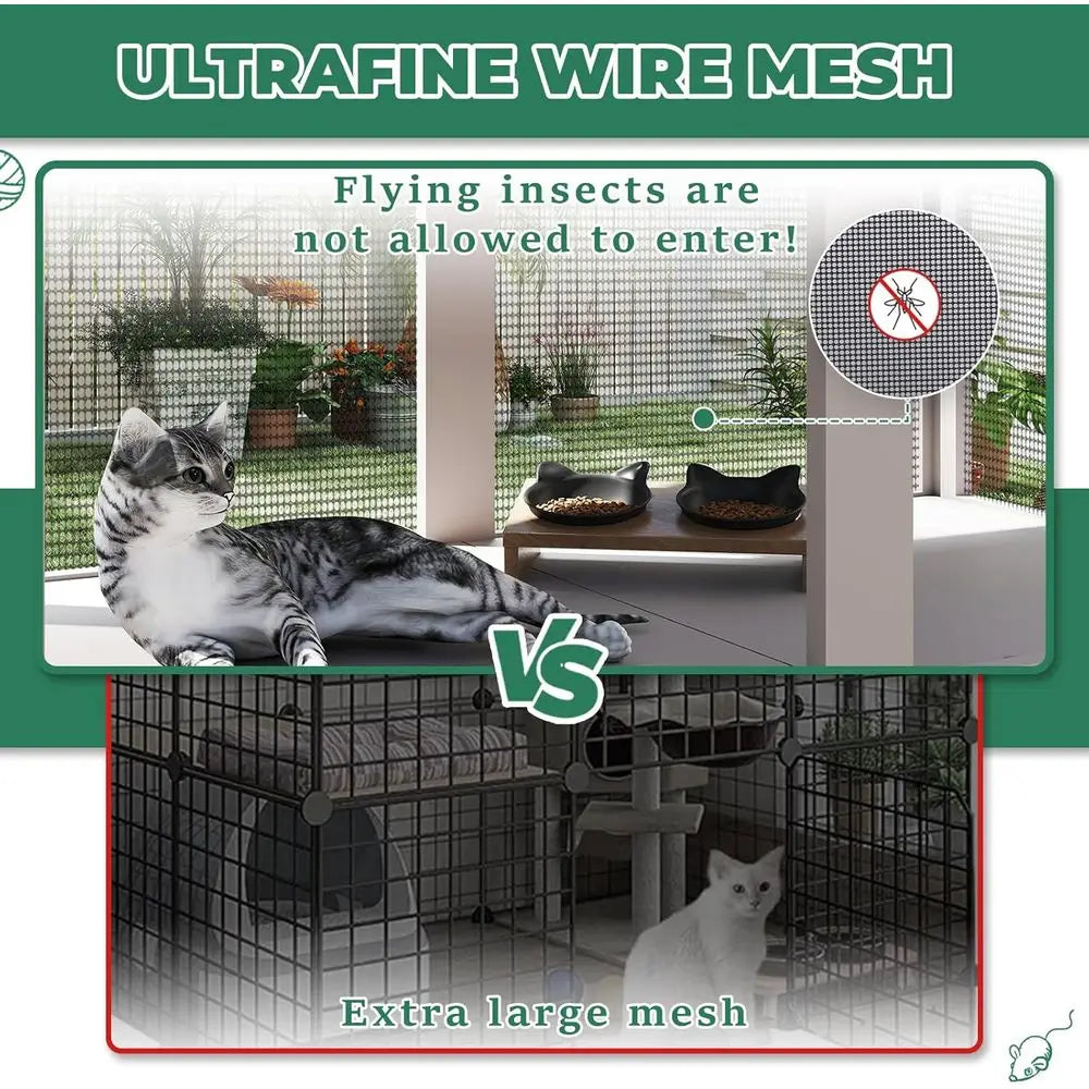 Expandable Cat Window Perch, Indoor Hammock Enclosure, Insect-Proof Napping Spot