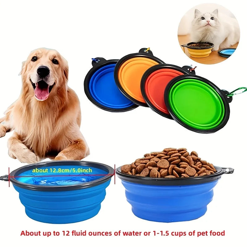 Portable Silicone Collapsible Pet Food Bowl.  Travel Outdoor Water Food Bowl