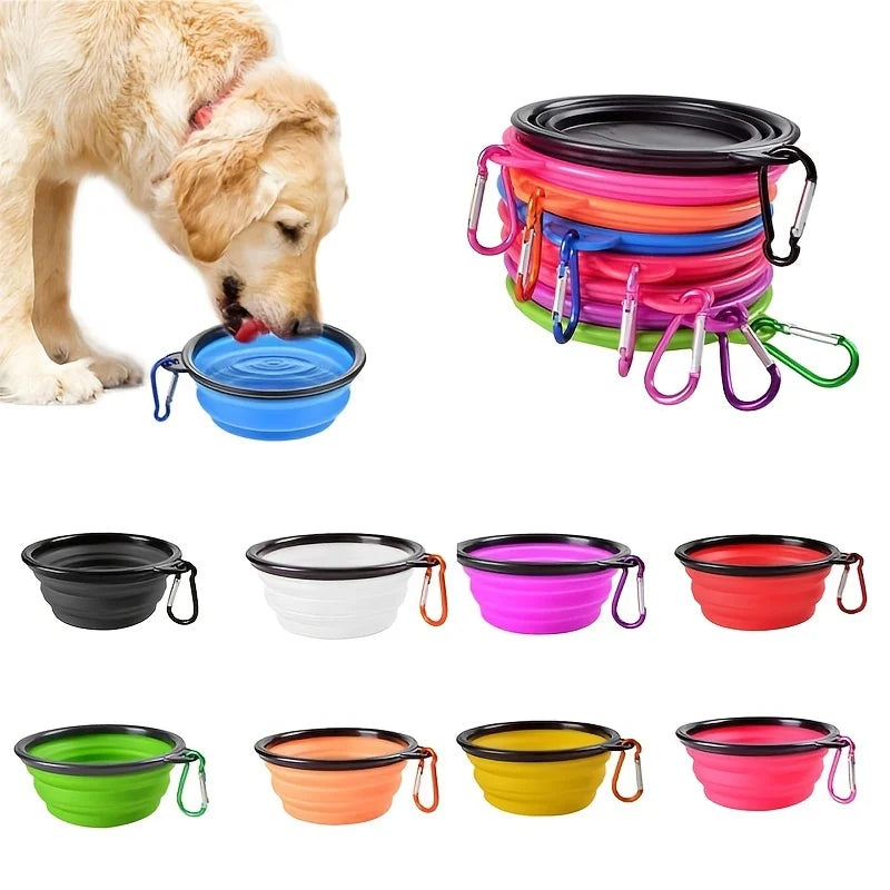 Portable Silicone Collapsible Pet Food Bowl.  Travel Outdoor Water Food Bowl
