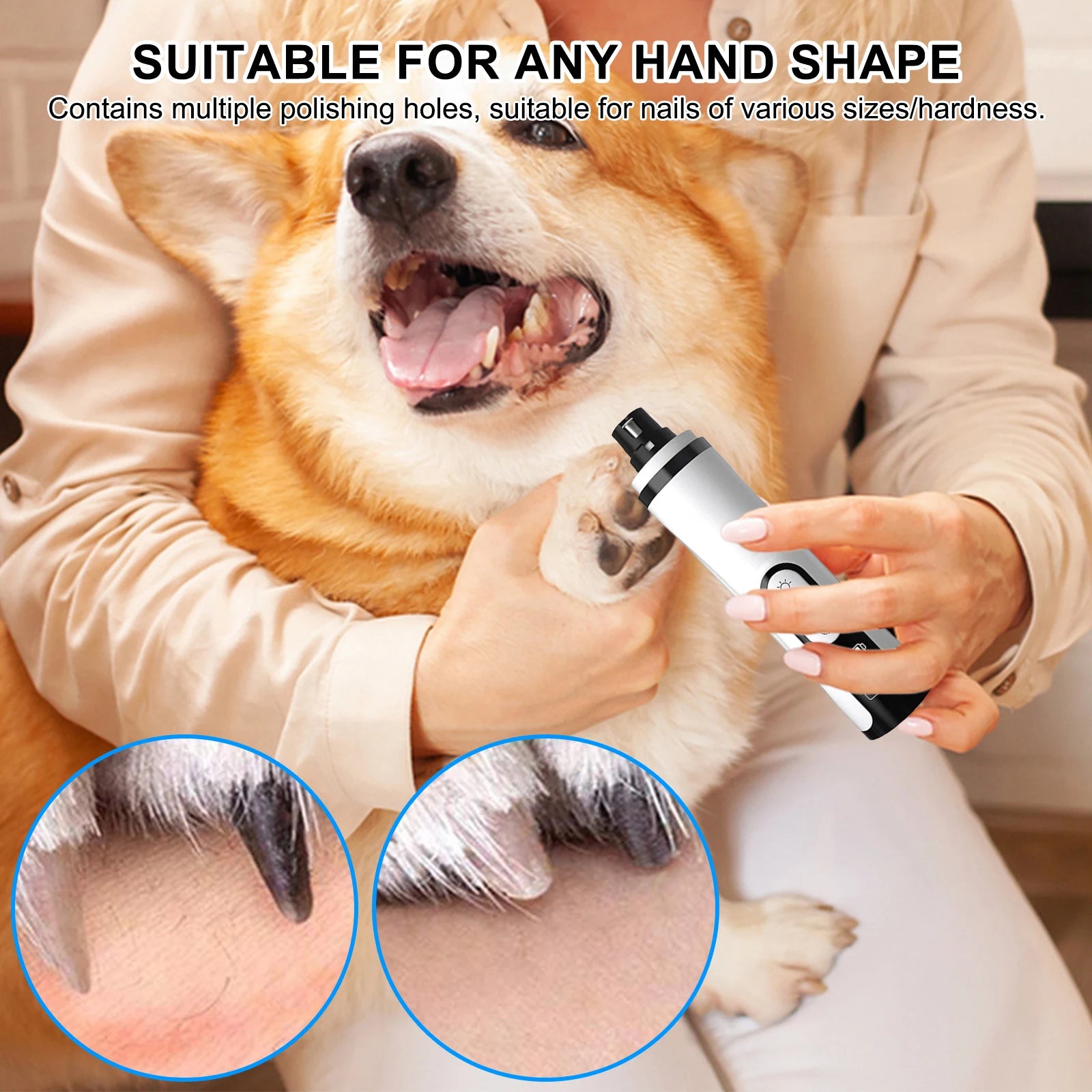 Electric Pet Nail Grinder, Rechargeable, Quiet, Suitable for Small, Middle and Large Dogs and Cats