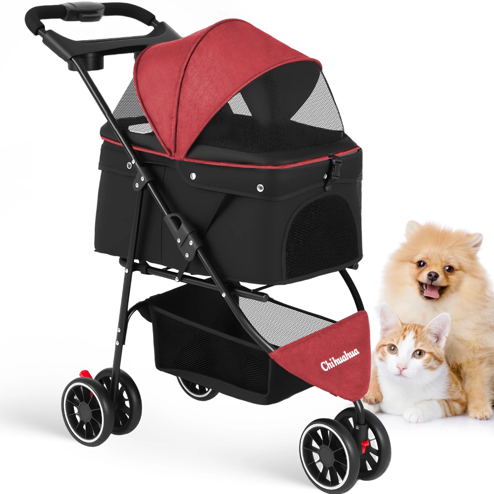 Pet Stroller For Small Pets, Portable Dog Stroller, Foldable, Carrier